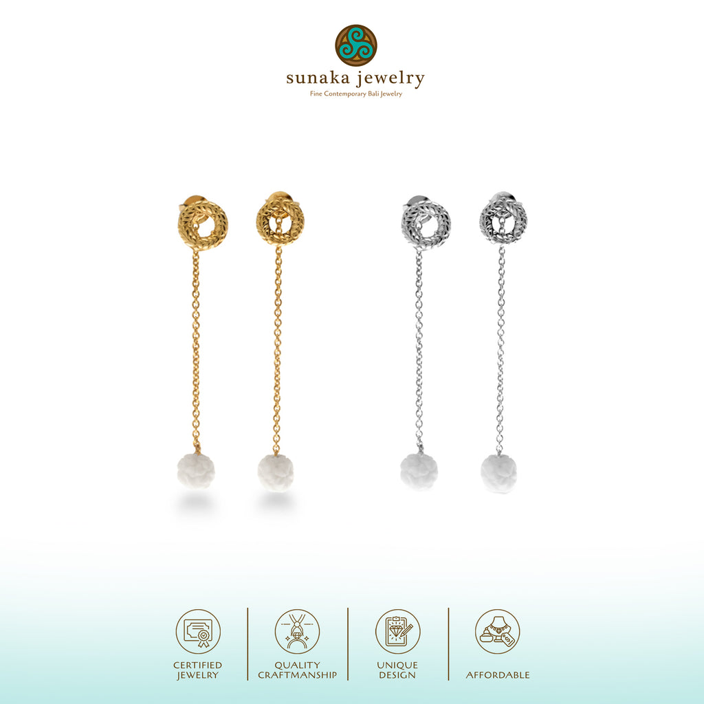 Small Drop Earrings Japanese Collection Sterling Silver 925 Gold Plated