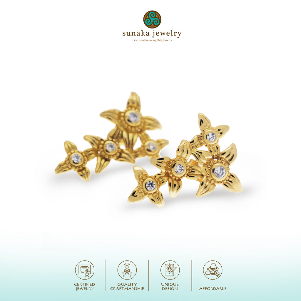 Anting Ear Climber Perak 925 Koleksi Asoka Sterling Silver