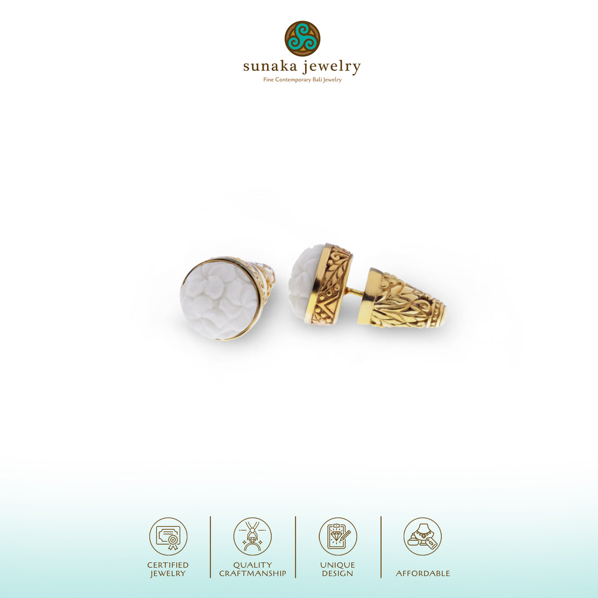 Anting Subeng Perak Koleksi Jepun Sterling Silver 925 Gold Plated