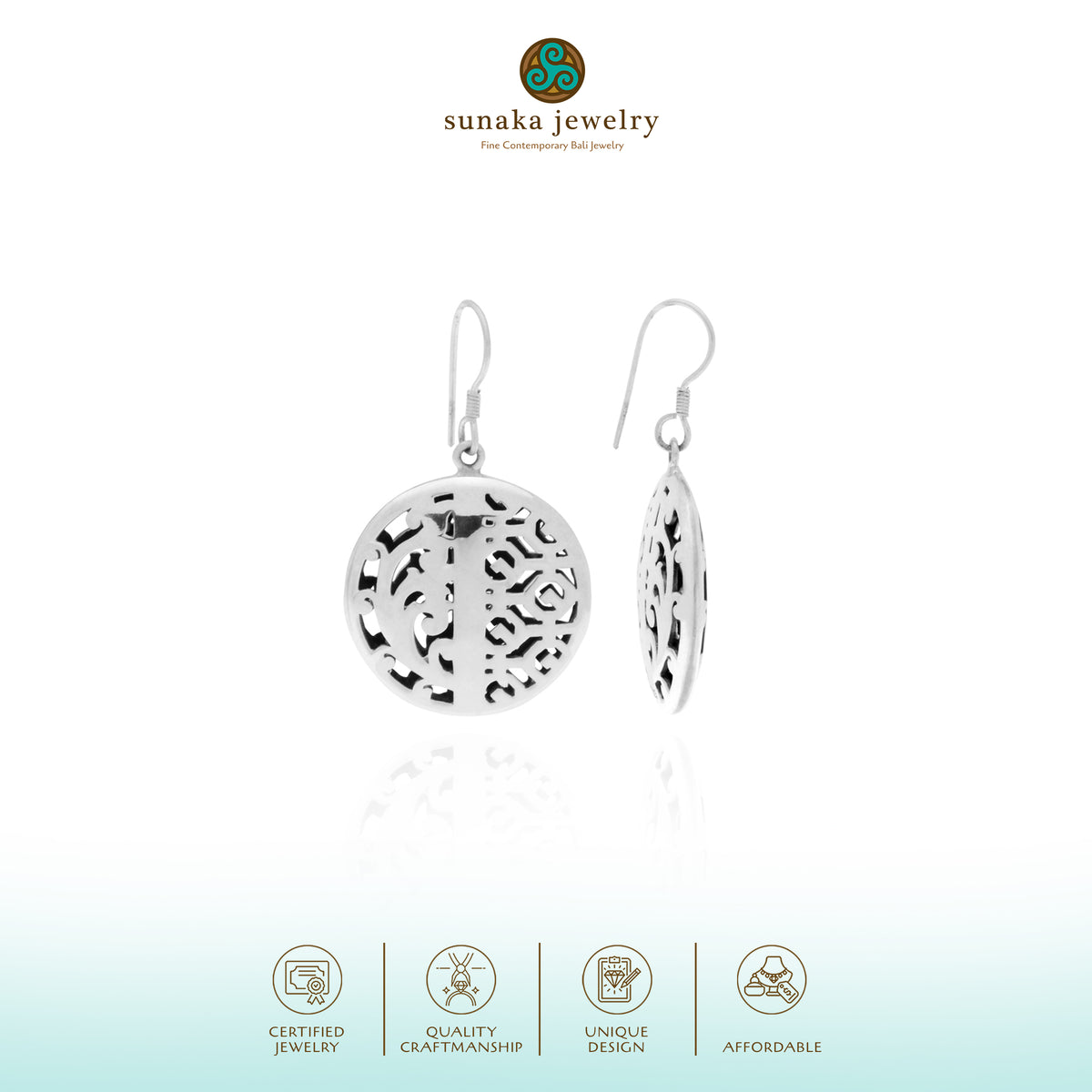 Anting Dangling Bulat Wanita Perak 925 Koleksi Bhineka