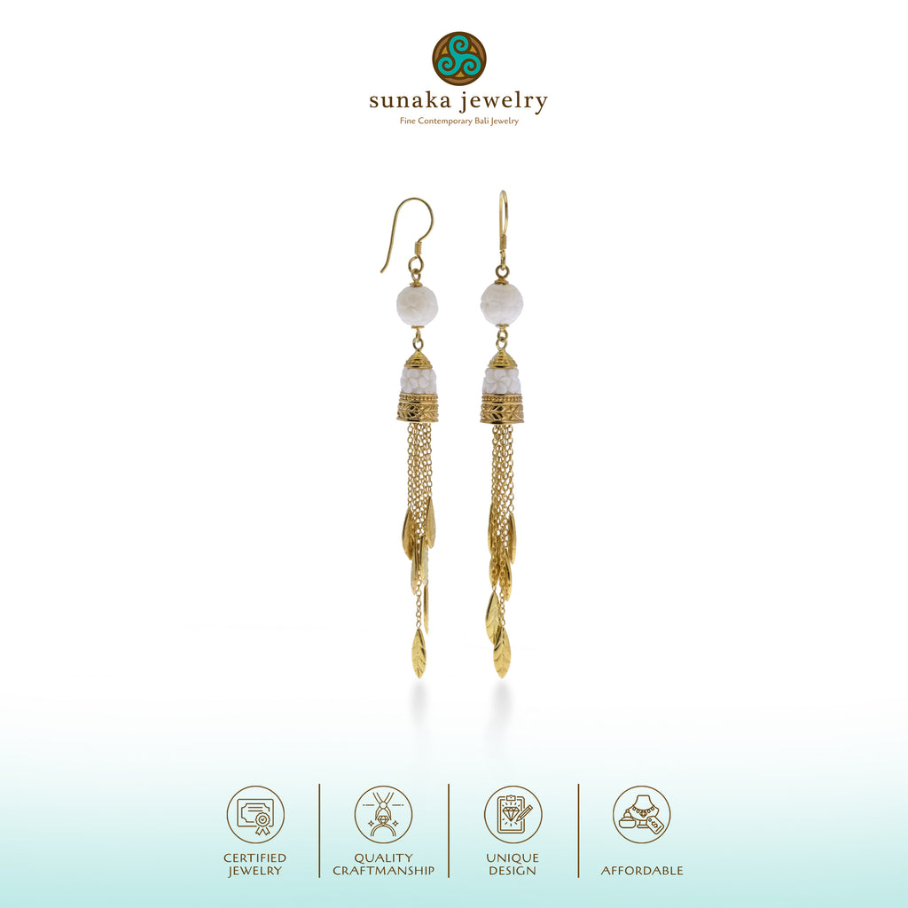 Anting Dangling Perak Koleksi Jepun Sterling Silver 925 Gold Plated
