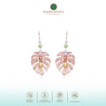 Anting Dangle Perak 925 Monstera Rose Gold Plated
