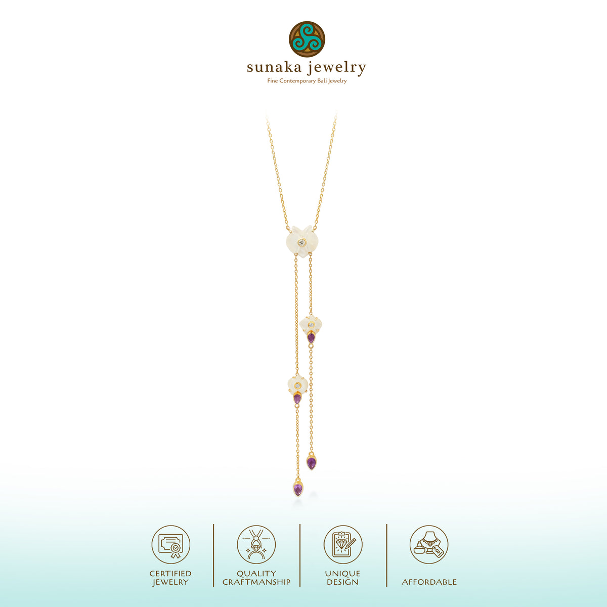 Kalung Perak 925 Koleksi Anggrek Gold Plated