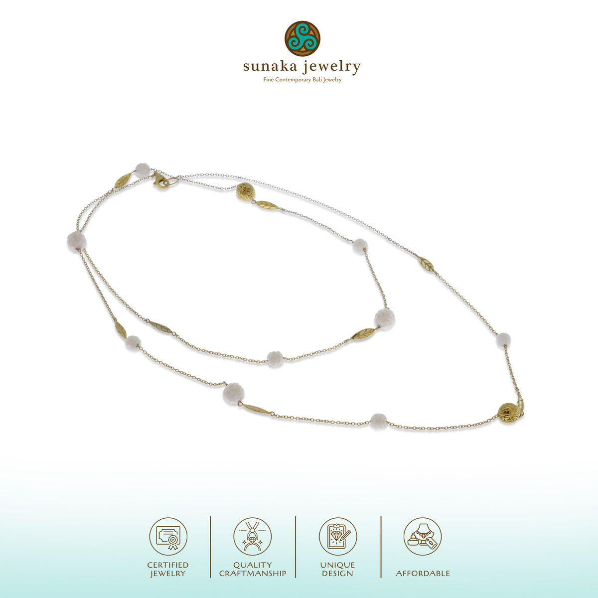 Kalung Manik Perak Koleksi Jepun Sterling Silver 925 Gold Plated