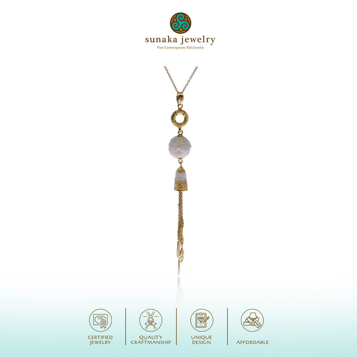 Kalung Tassel Drop Perak Koleksi Jepun Sterling Silver 925 Gold Plated