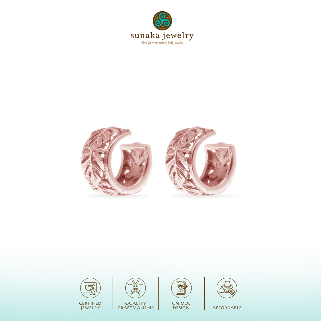 925 Silver Monstera Rose Gold Plated Cuff Earring
