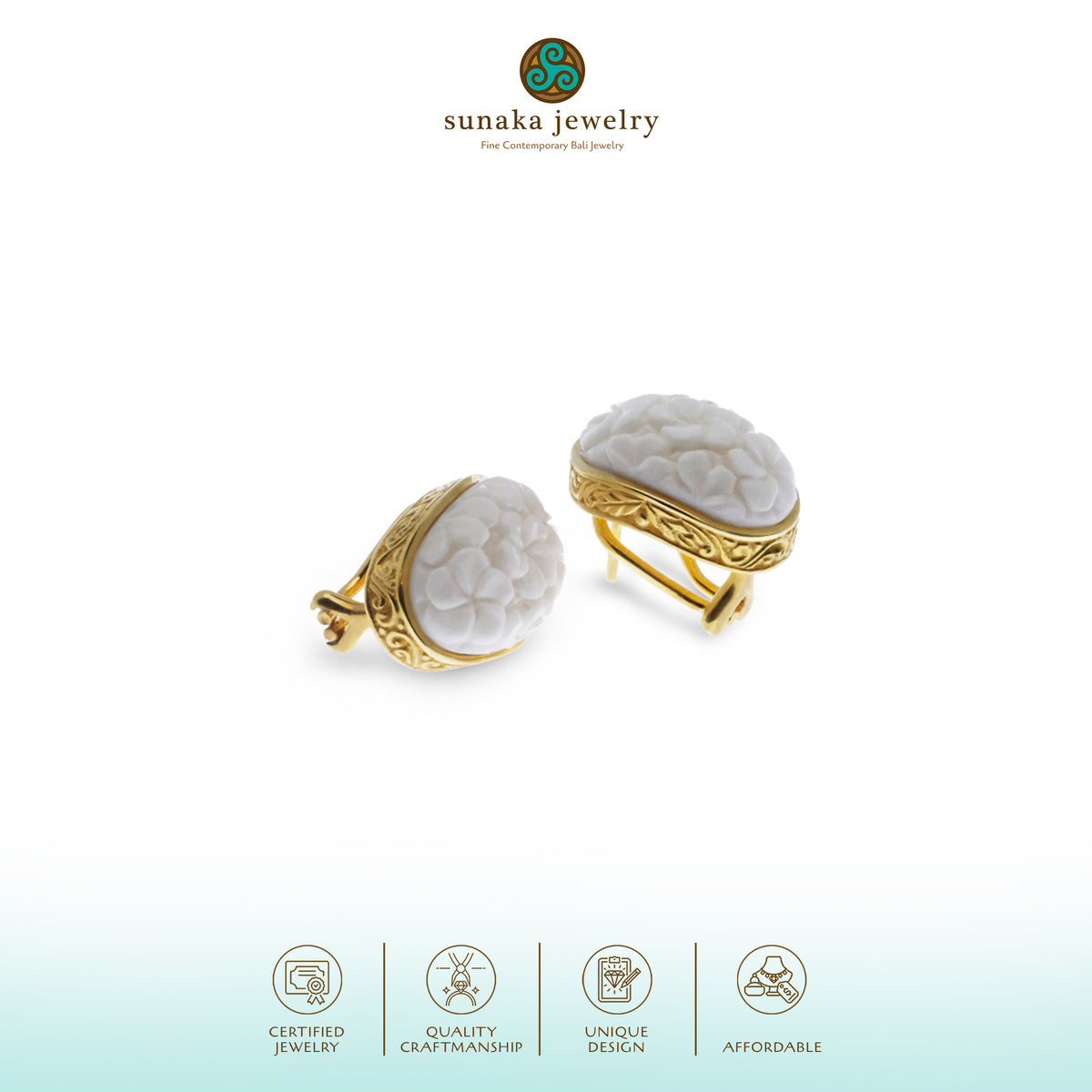 Anting Omega Perak Koleksi Jepun Sterling Silver 925 Gold Plated