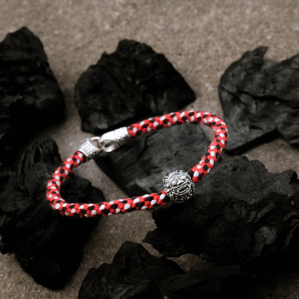 925 Sterling Silver Barong Braided Rope Black Oxidized Bracelet