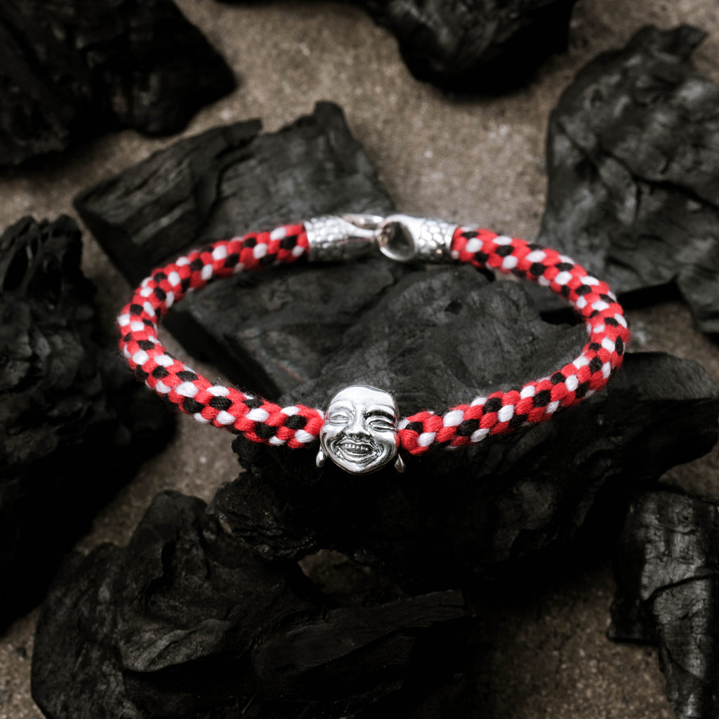 925 Sterling Silver Oxidized Black Braided Rope Buddha Collection Bracelet