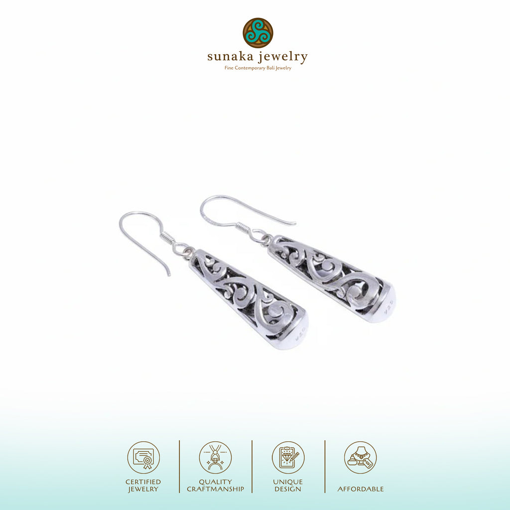 925 Sterling Silver Saw-Cut Drop Earrings