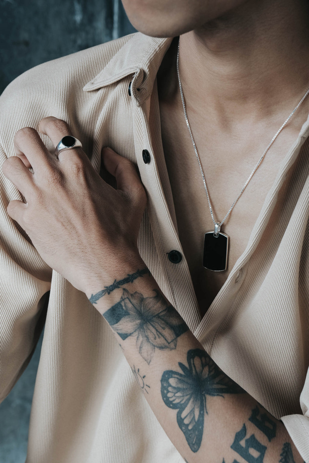 Liontin Kalung Pria Perak 925 Kotak Kecil Koleksi Noir Sunaka Jewelry (Tanpa Rantai)