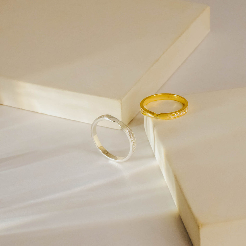 Cincin Couple Pave Band Perak 925 Koleksi Amoria