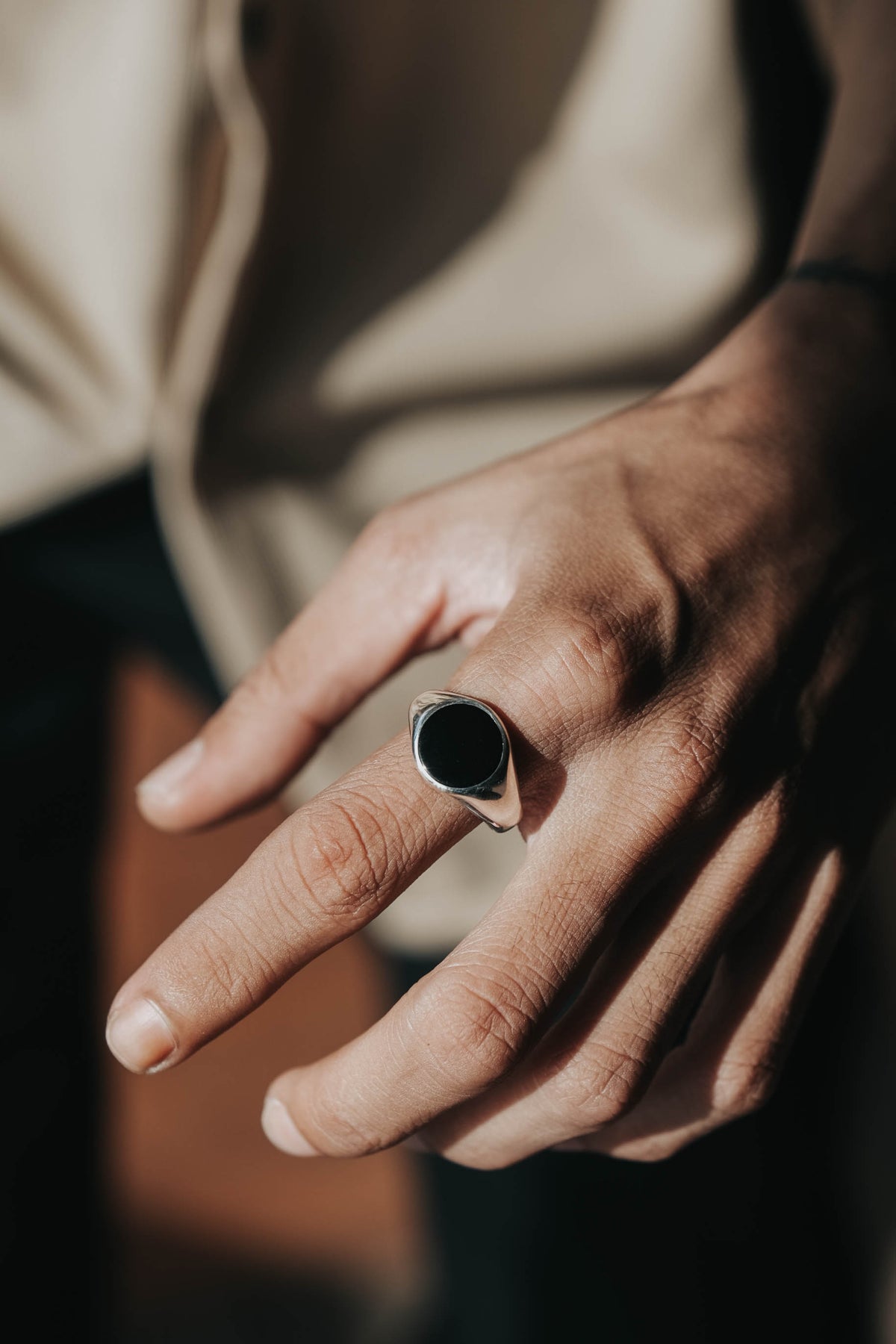 Cincin Round Besar Perak 925 Koleksi Noir