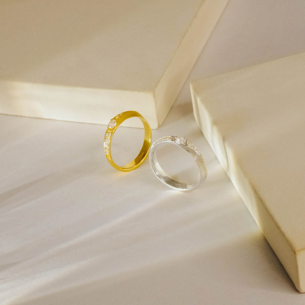 Cincin Couple Half Eternity Perak 925 Koleksi Amoria