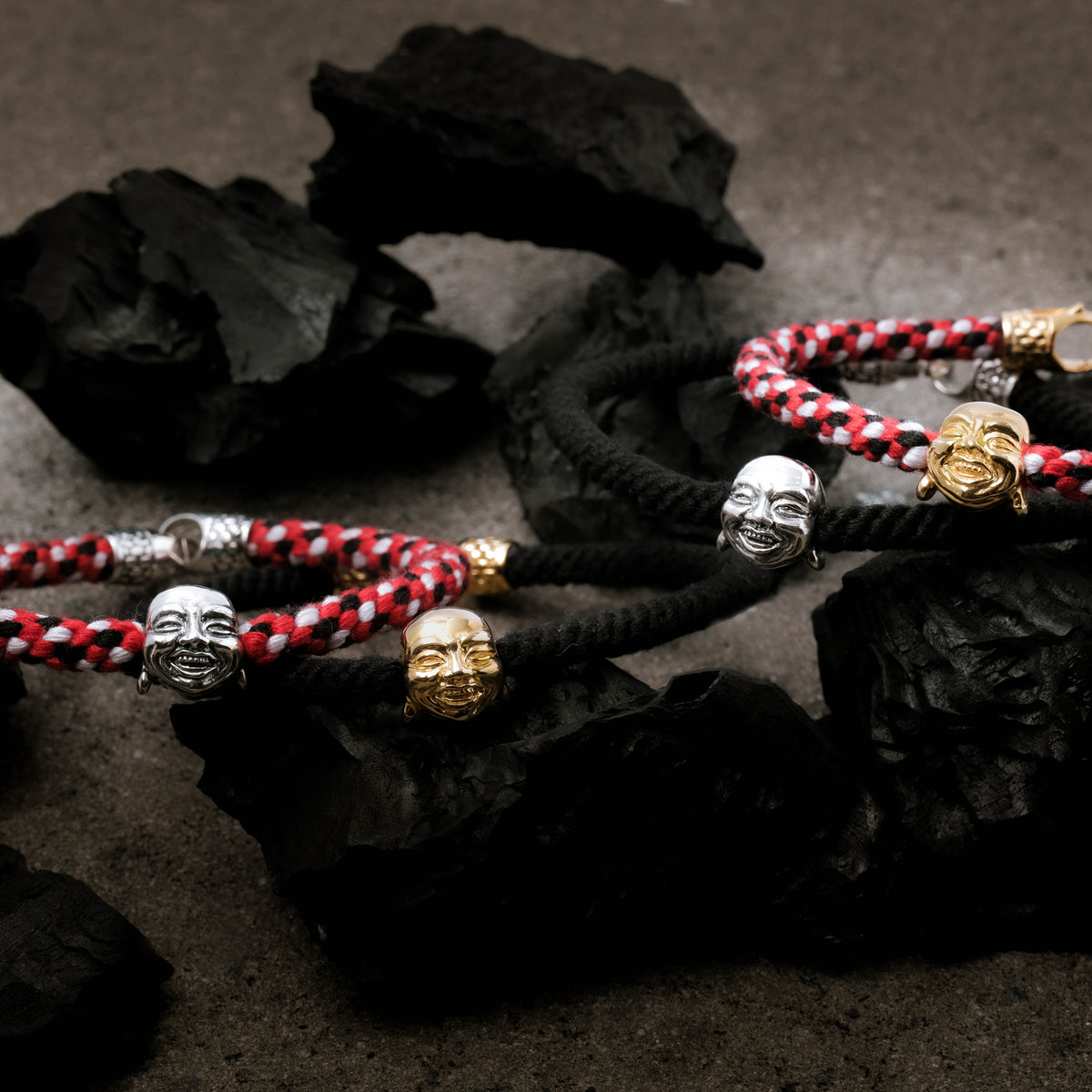 925 Sterling Silver Oxidized Black Braided Rope Buddha Collection Bracelet