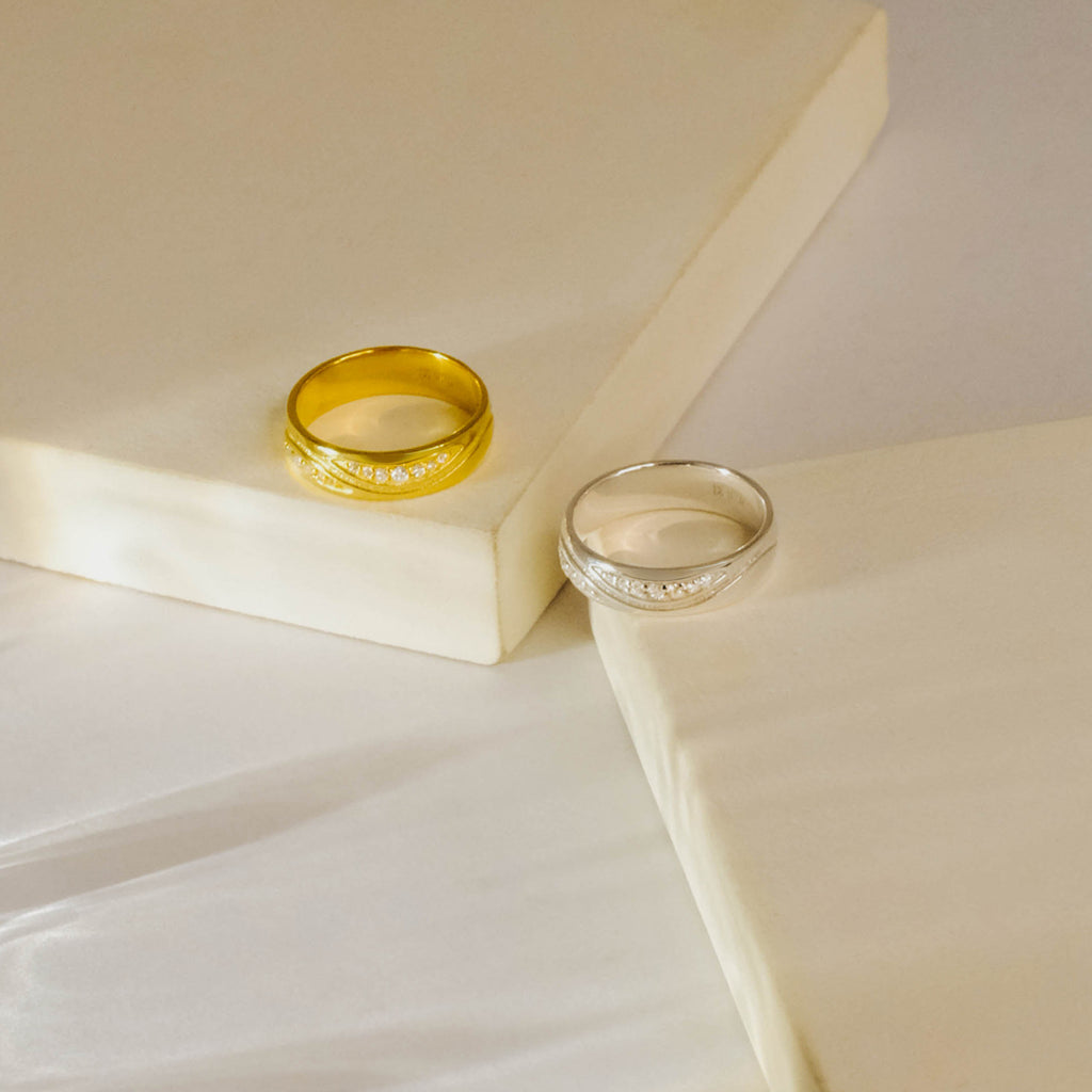 Cincin Couple Crossover Pave Perak 925 Koleksi Amoria