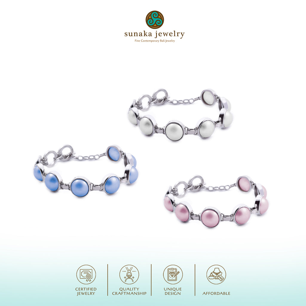 925 Sterling Silver Plain Mabe Chain Bracelet