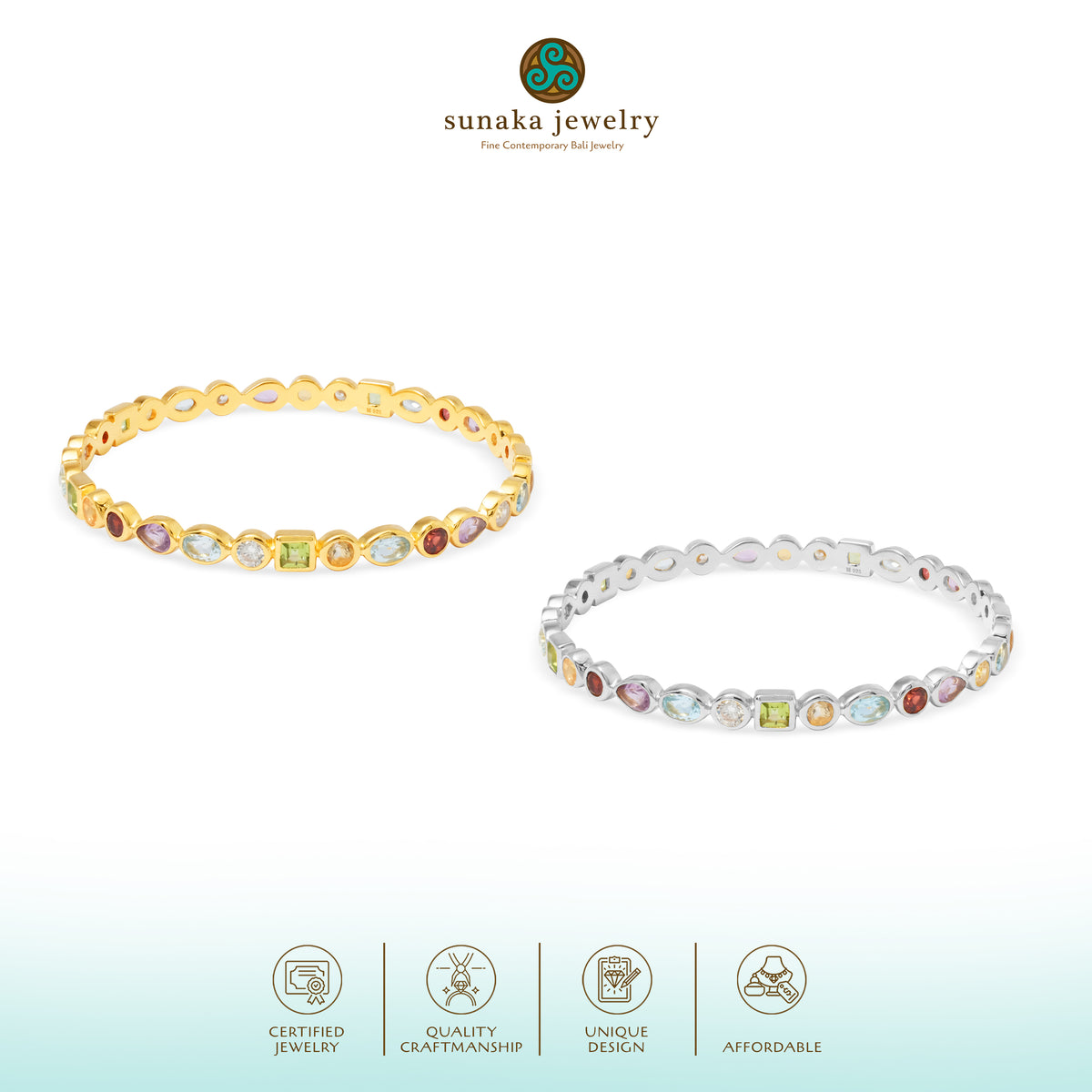 Gelang Bangle Perak 925 Koleksi Mozaik