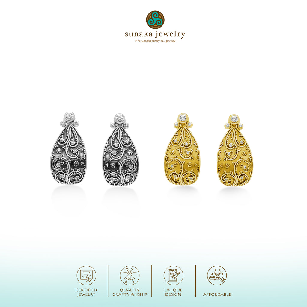 Jejawanan Collection 925 Sterling Silver Stud Earrings