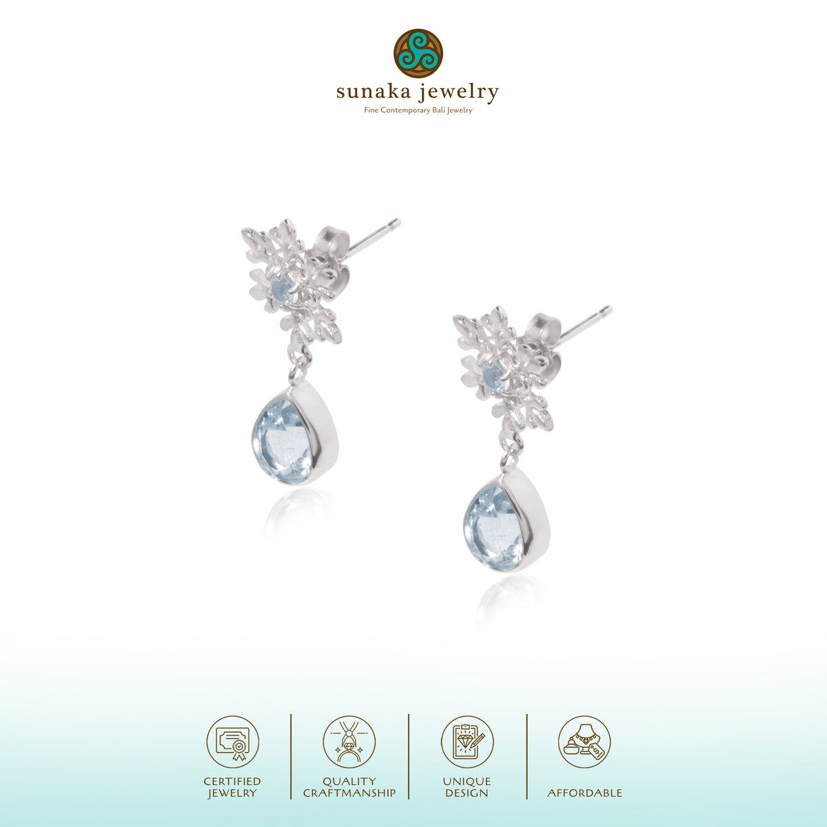 Anting Tear Drop Perak 925 Koleksi Fraktal Sterling Silver