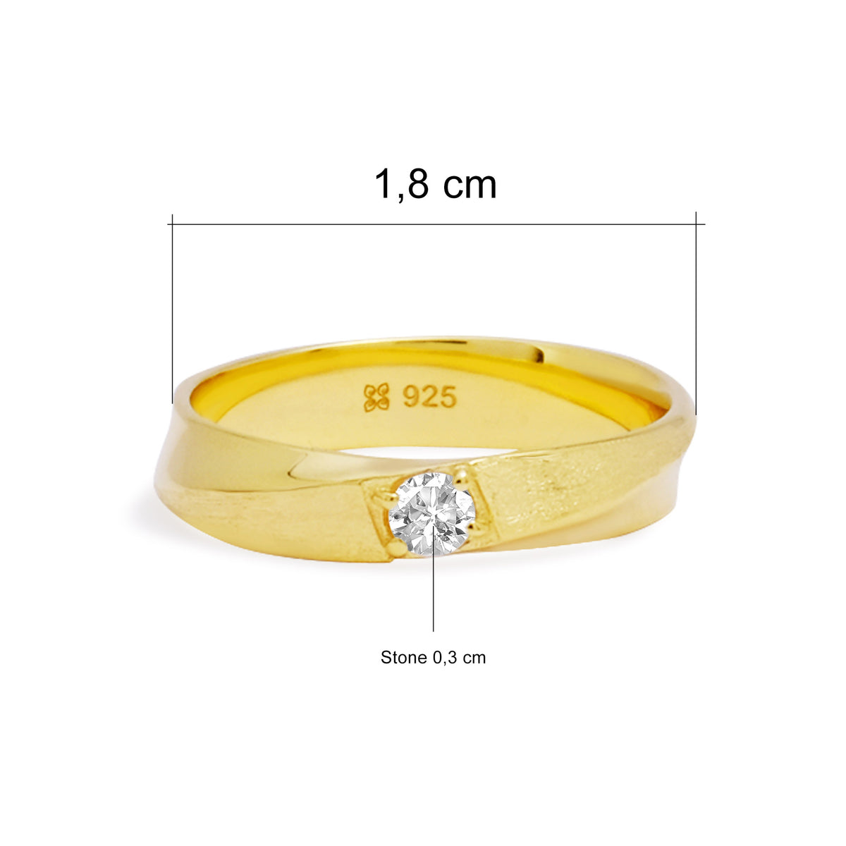 Cincin Couple Solitari Accent Perak 925 Koleksi Amoria