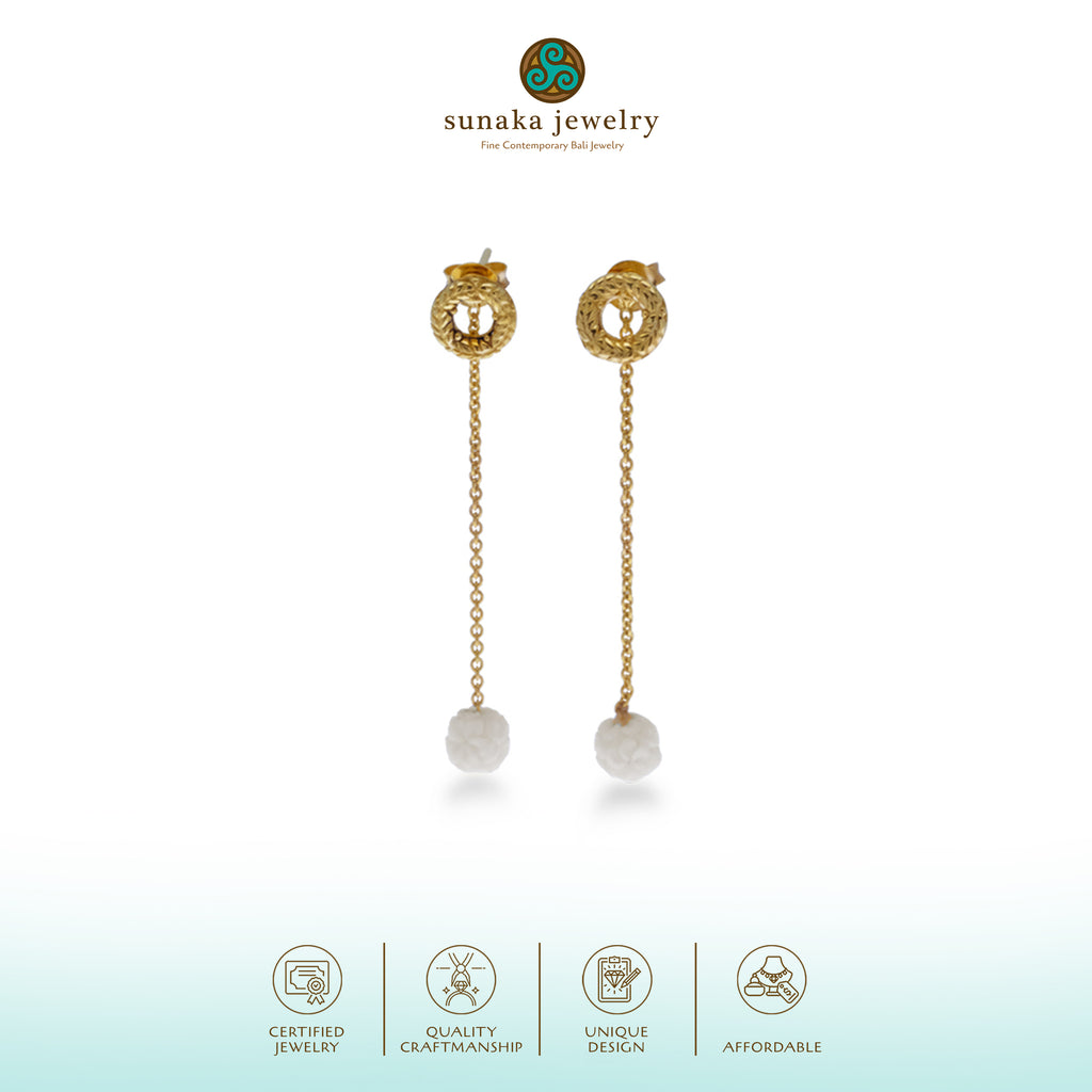Anting Drop Besar Perak Koleksi Jepun Sterling Silver 925 Gold Plated