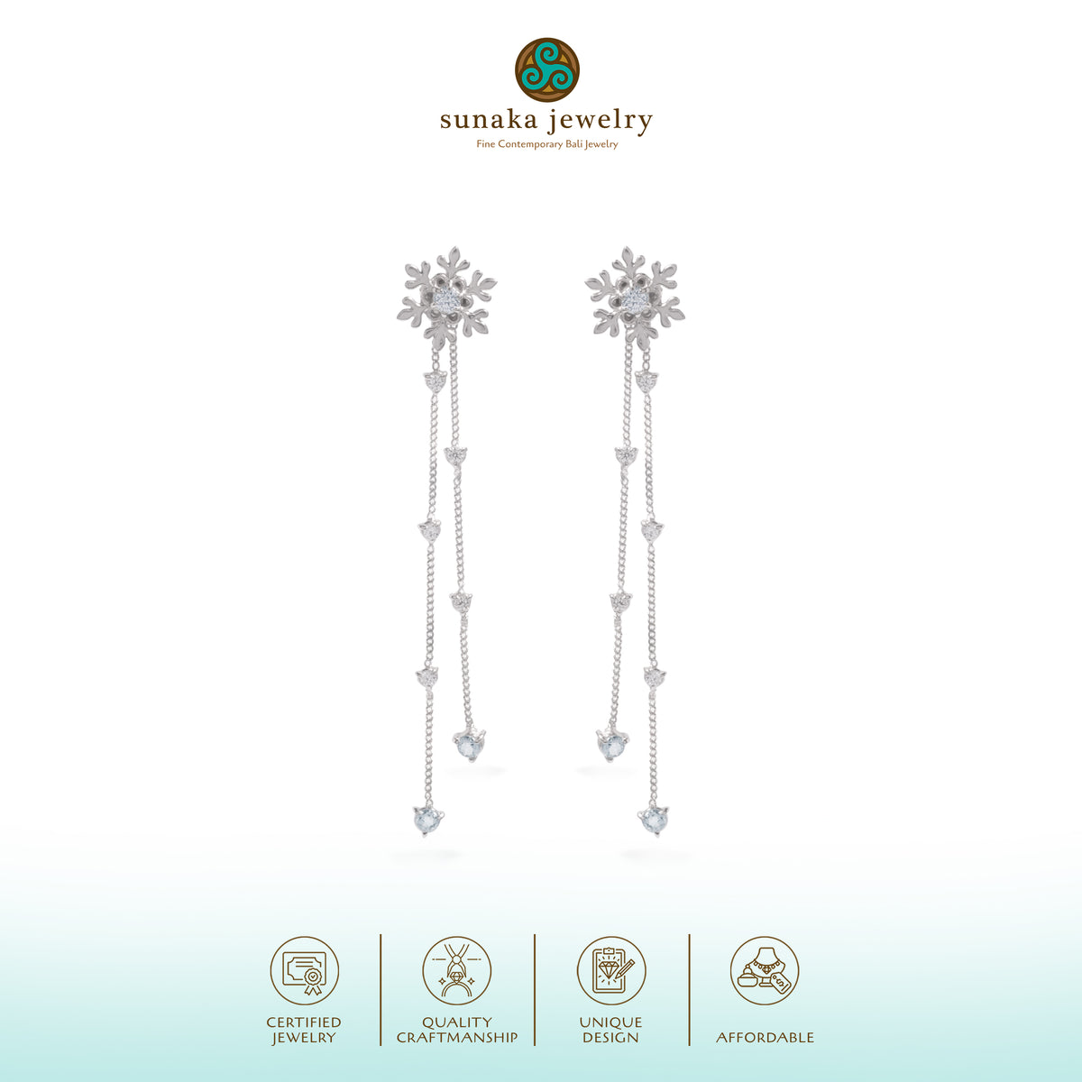 Anting Drop Perak Koleksi Fraktal Sterling Silver