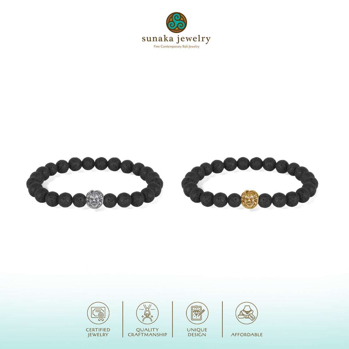Gelang Perak 925 Koleksi Lava Bead Sidakarya Sterling Silver Oksidasi