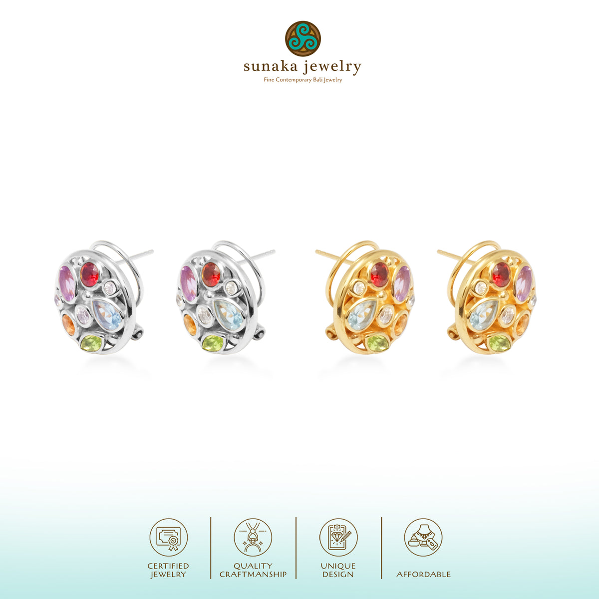 Anting Multi Colored Perak 925 Koleksi Mozaik