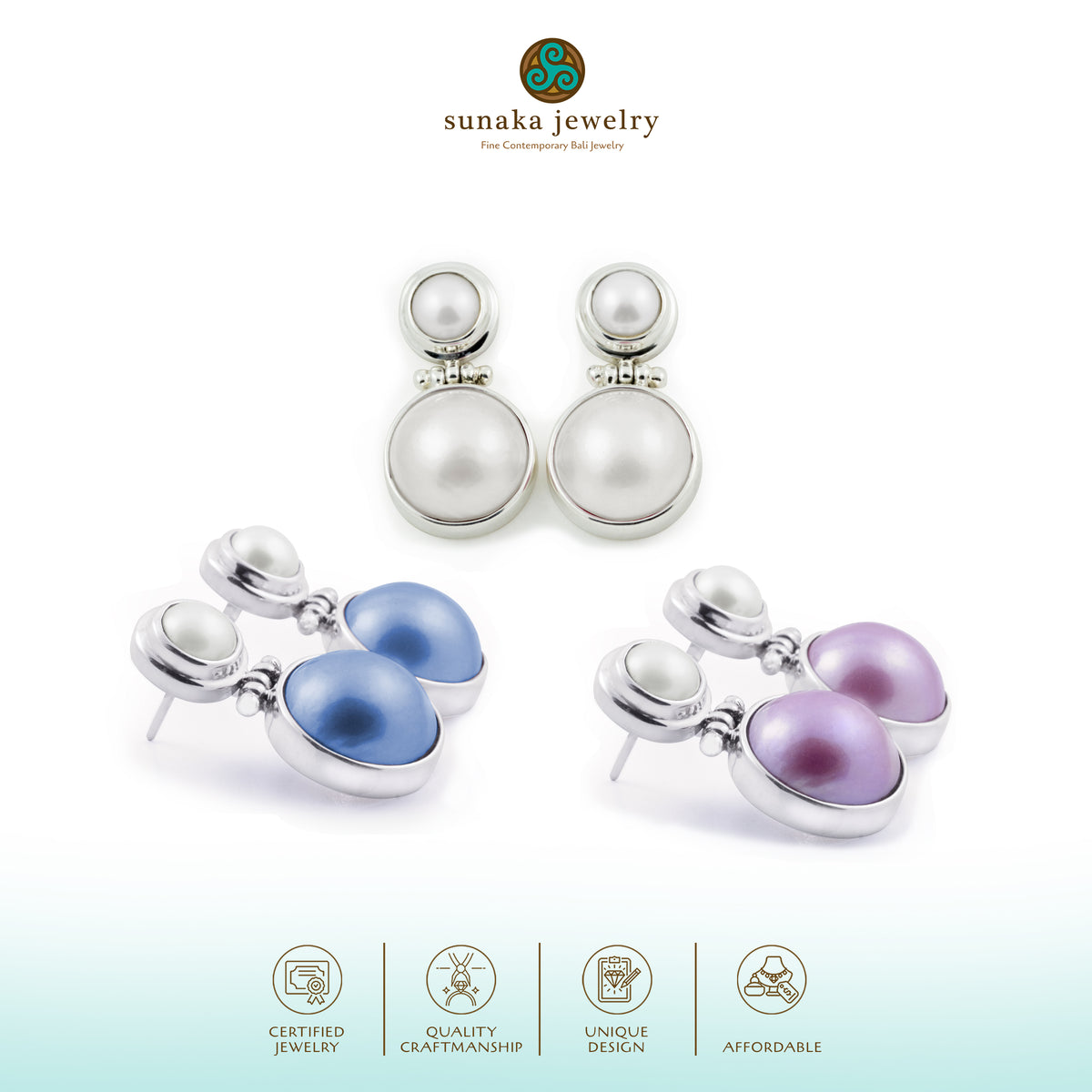Anting Perak Koleksi Plain Mabe Sterling Silver 925