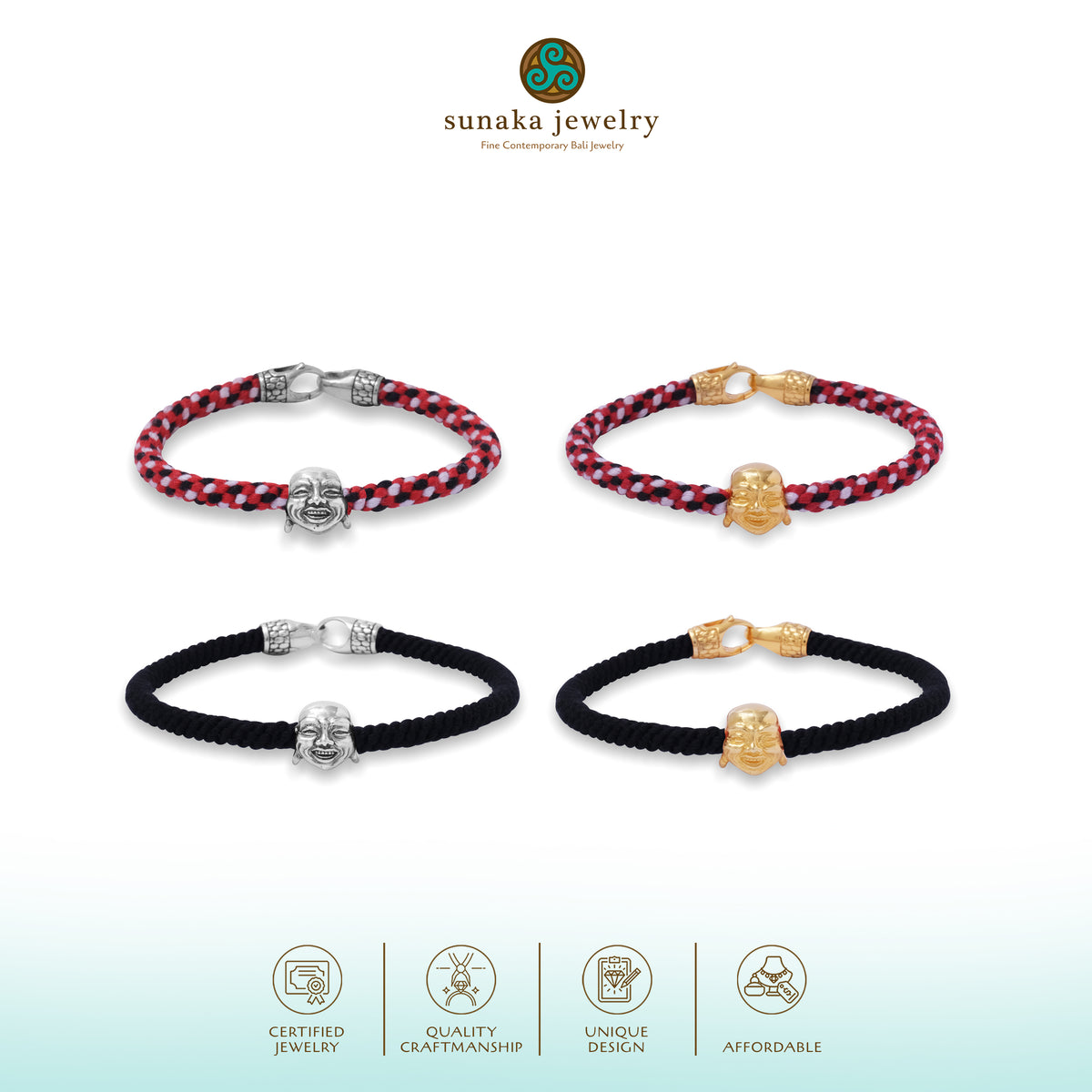 Gelang Perak 925 Budha Koleksi Tali Anyaman