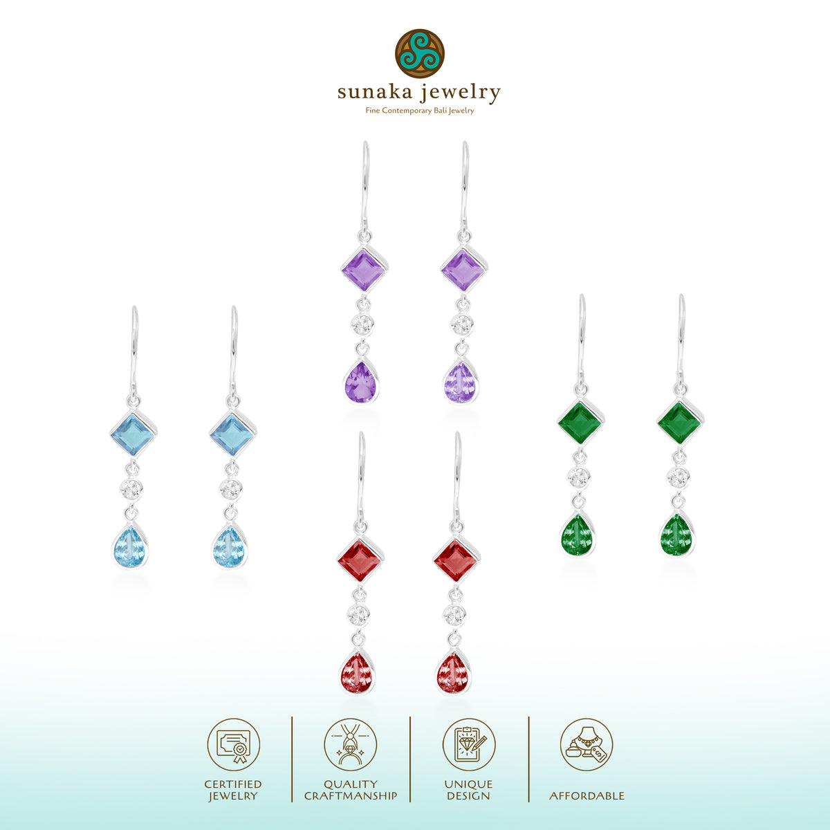 Anting Dangling Long 2 Perak 925 Koleksi Alleania