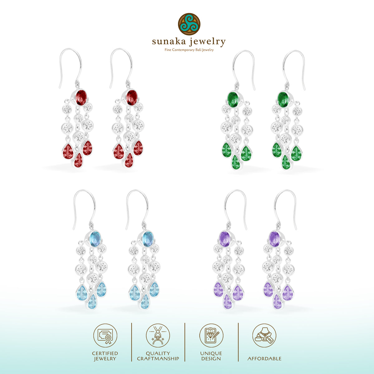 Anting Dangling Chandelier Long 1 Perak 925 Koleksi Alleania
