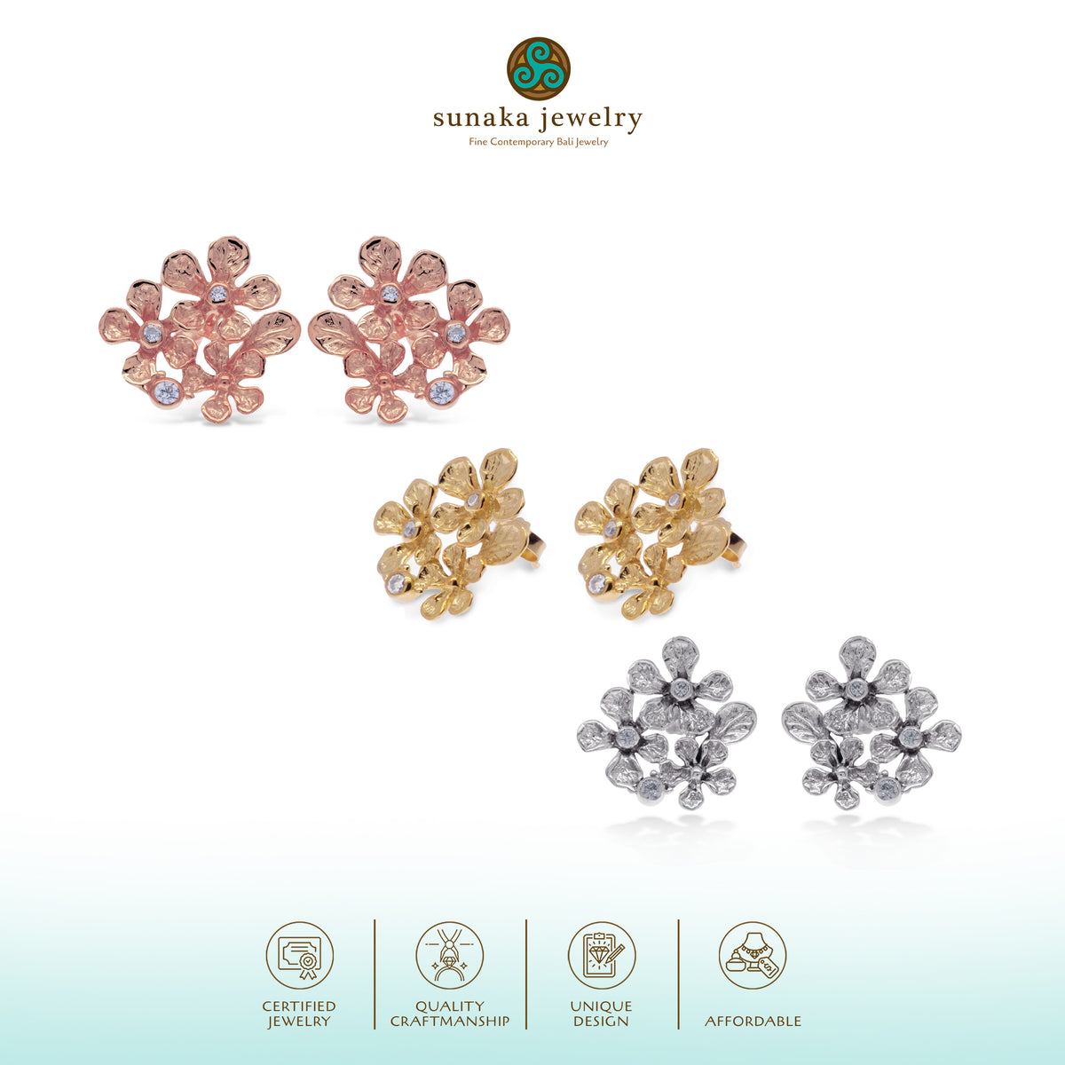 Anting Stud Perak 925 Koleksi Flamboyan