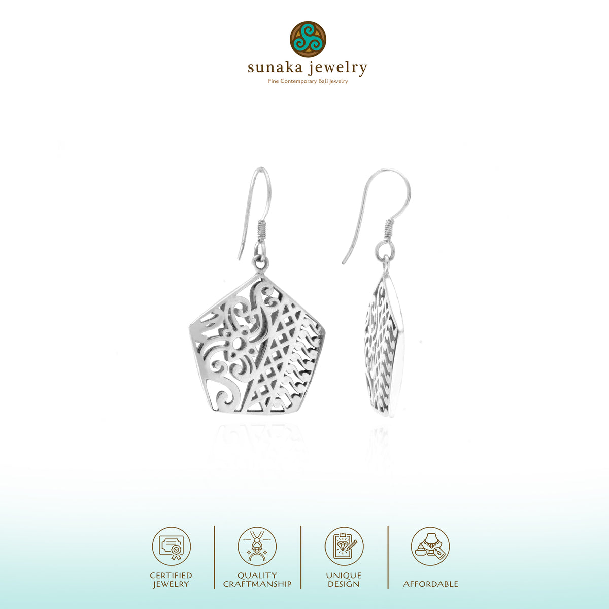 Anting Dangling Slim Perak 925 Koleksi Bhineka