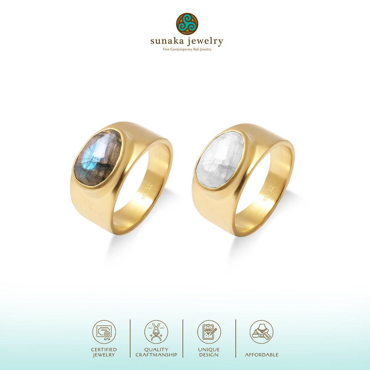 Cincin 3 Perak 925 Koleksi Brillo