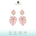 925 Silver Monstera Rose Gold Plated Statement Earrings