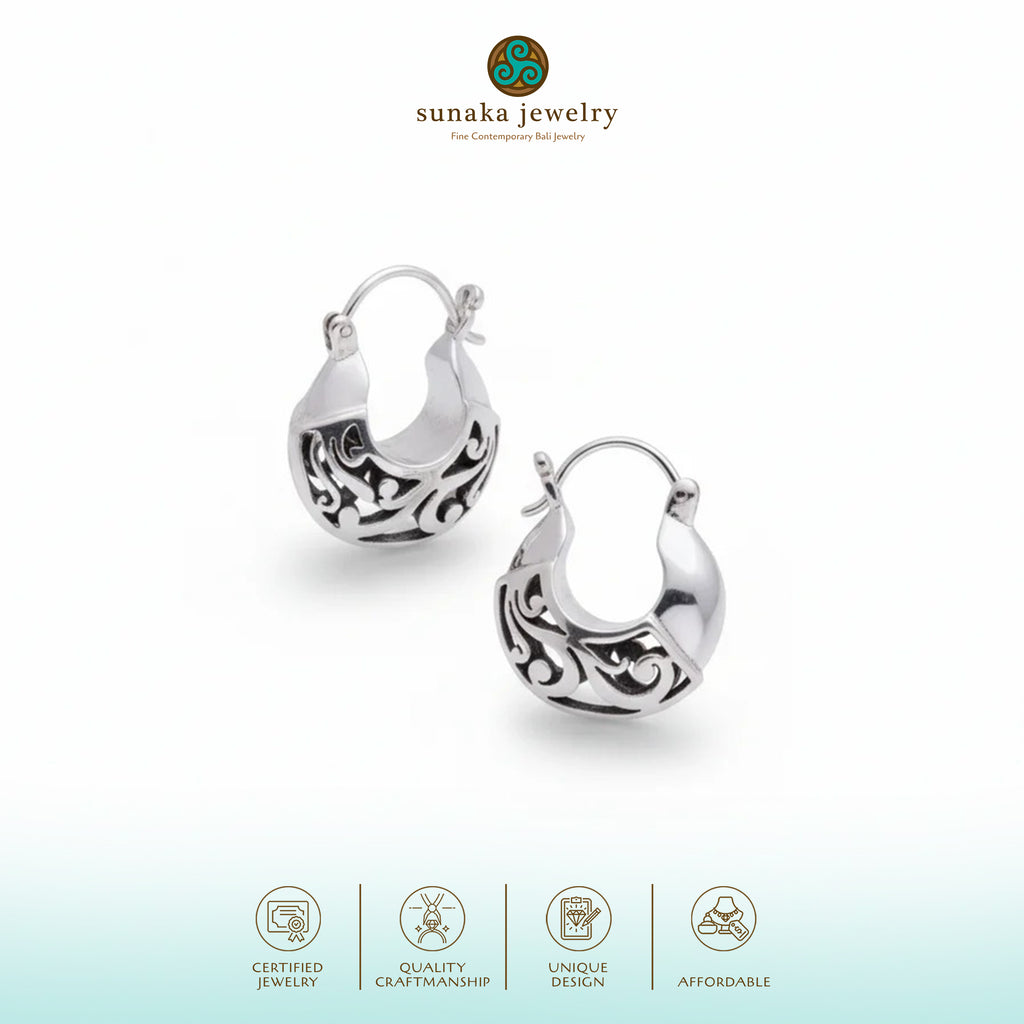 925 Sterling Silver Sawed Collection Silver Hoop Earrings