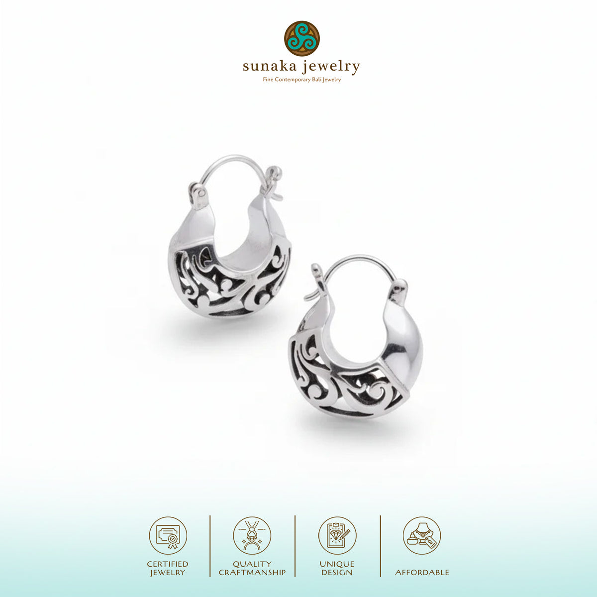 925 Sterling Silver Sawed Collection Silver Hoop Earrings
