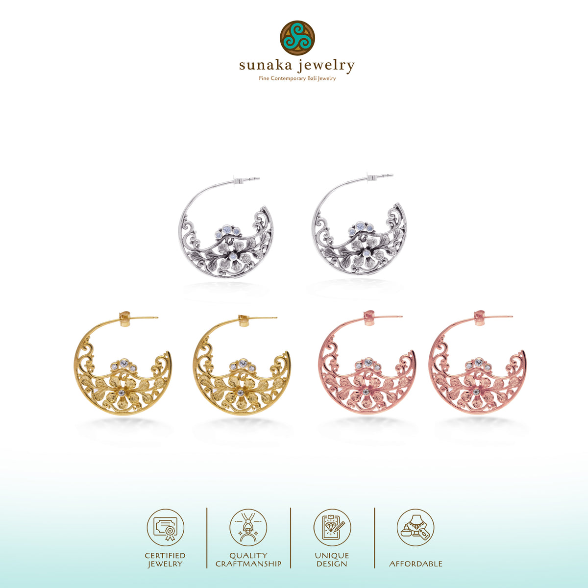 Anting Hoop Perak 925 Koleksi Flamboyan