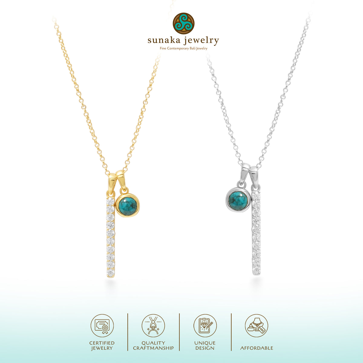 Kalung Duo Pendant Perak 925 Koleksi Azzura