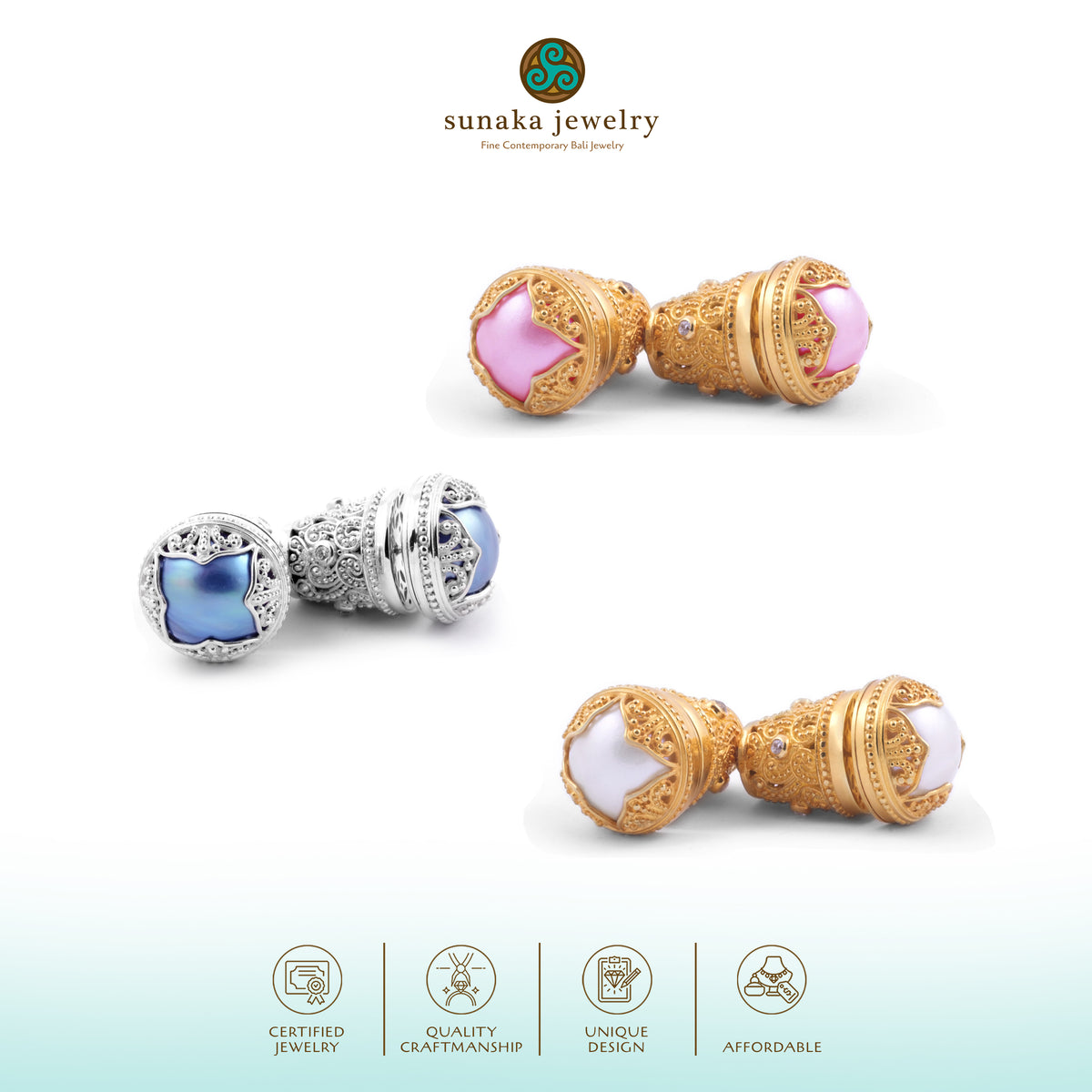 Anting Subeng Perak 925 Koleksi Padma Acala Gold Plated