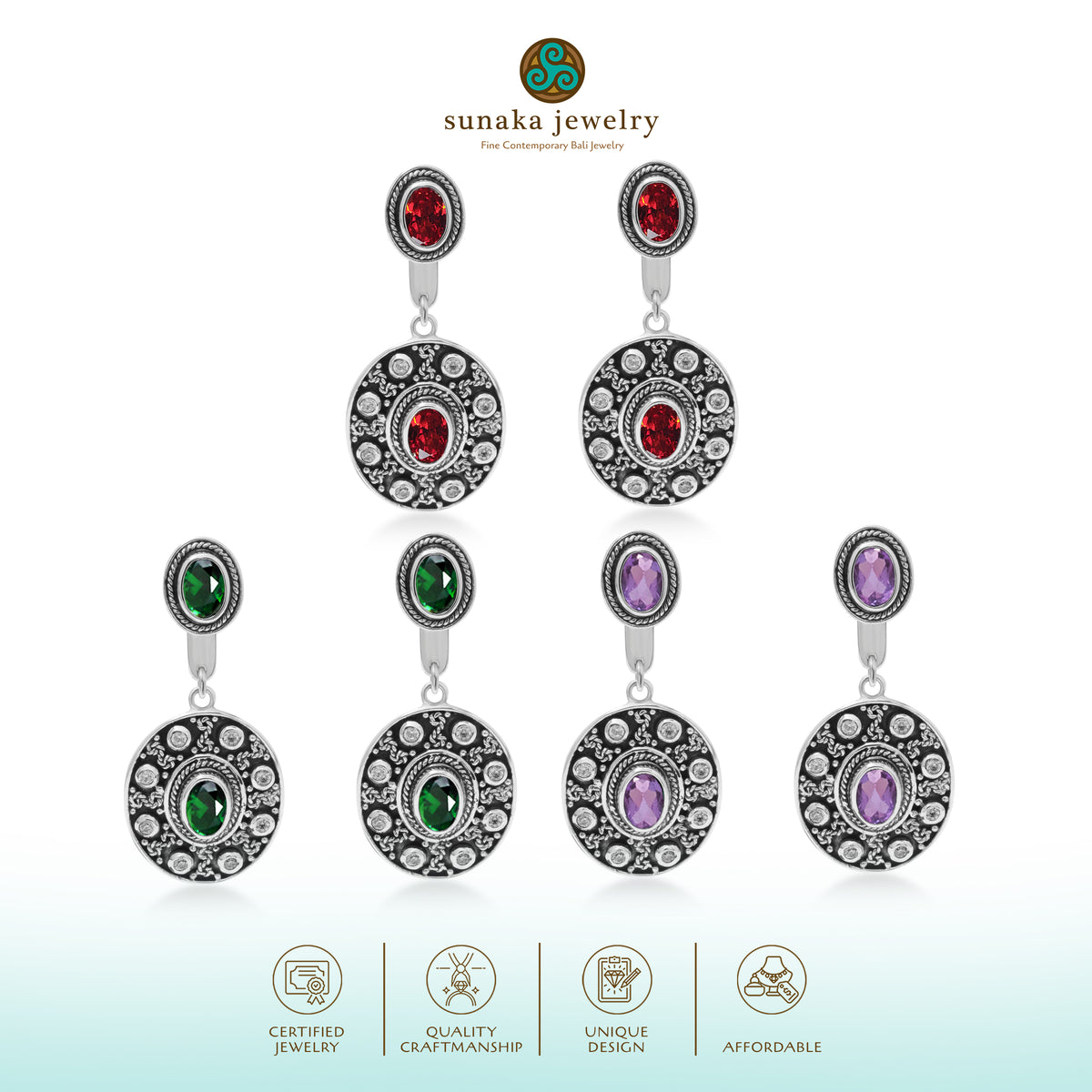 Anting Stud Perak 925 Koleksi Renggana