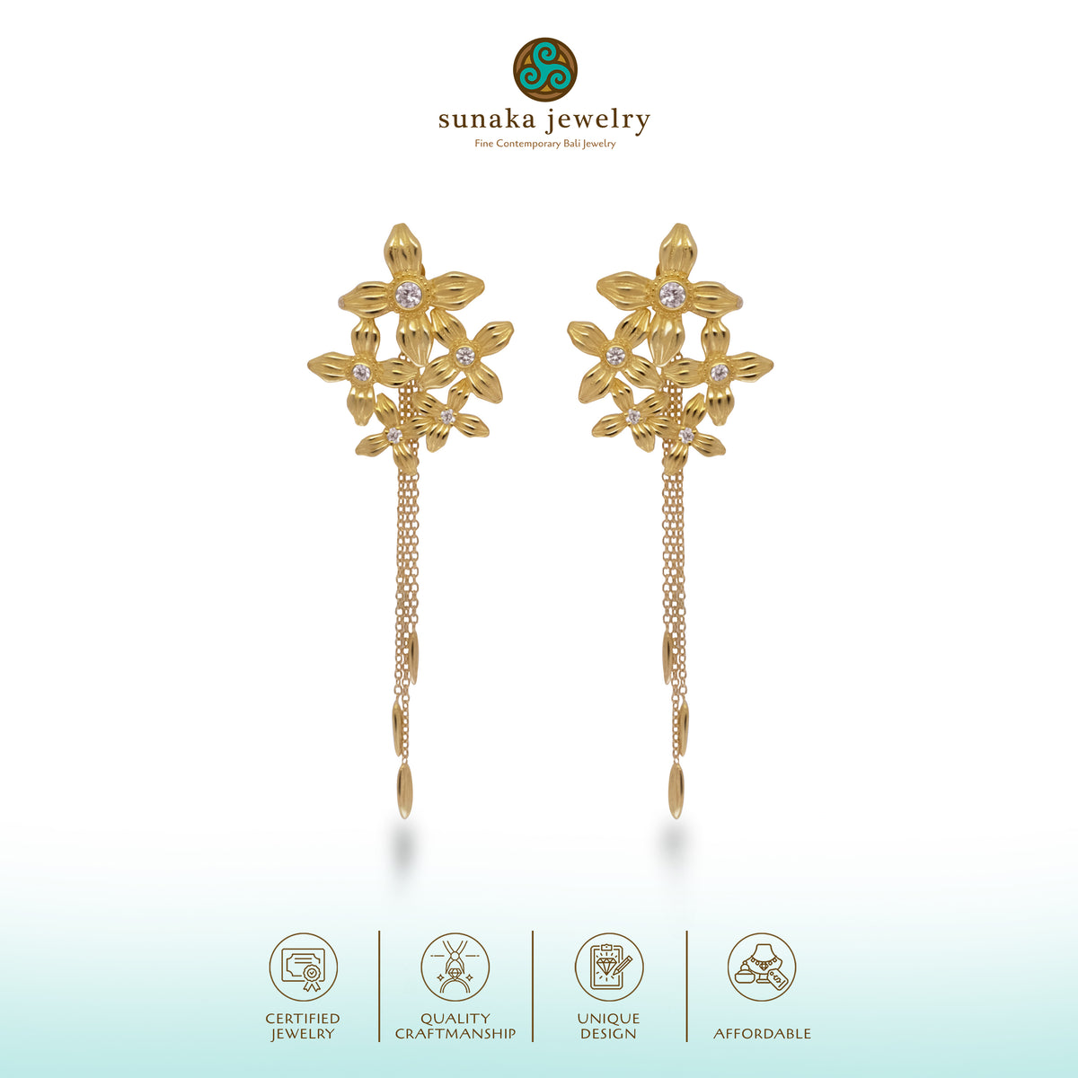 Anting Drop Besar Perak 925 Koleksi Asoka Sterling Silver