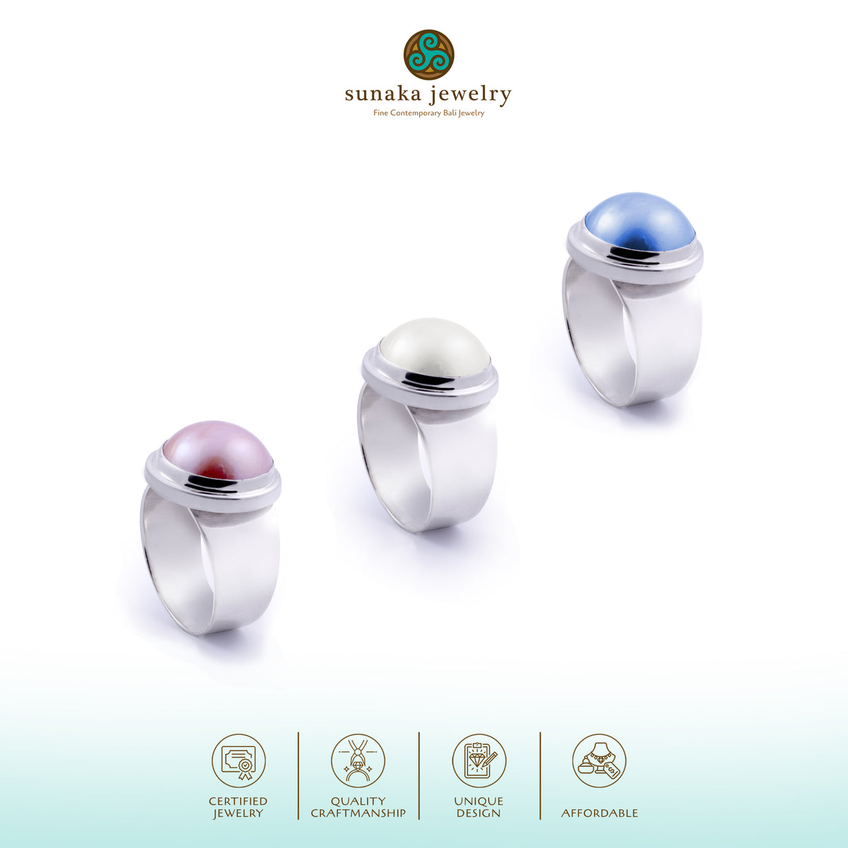 Cincin Perak 925 Koleksi Plain Mabe Sterling Silver
