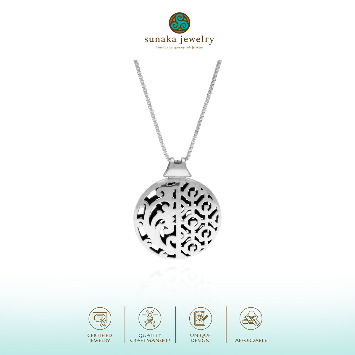Bhineka Collection Hollow Round 925 Silver Pendant