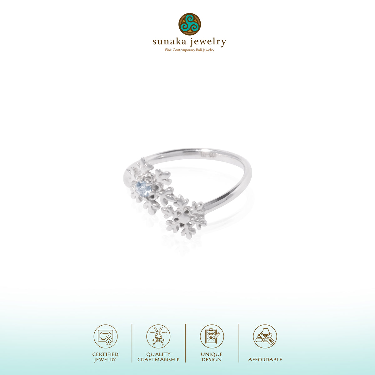 Cincin Adjustable Perak 925 Koleksi Fraktal Sterling Silver