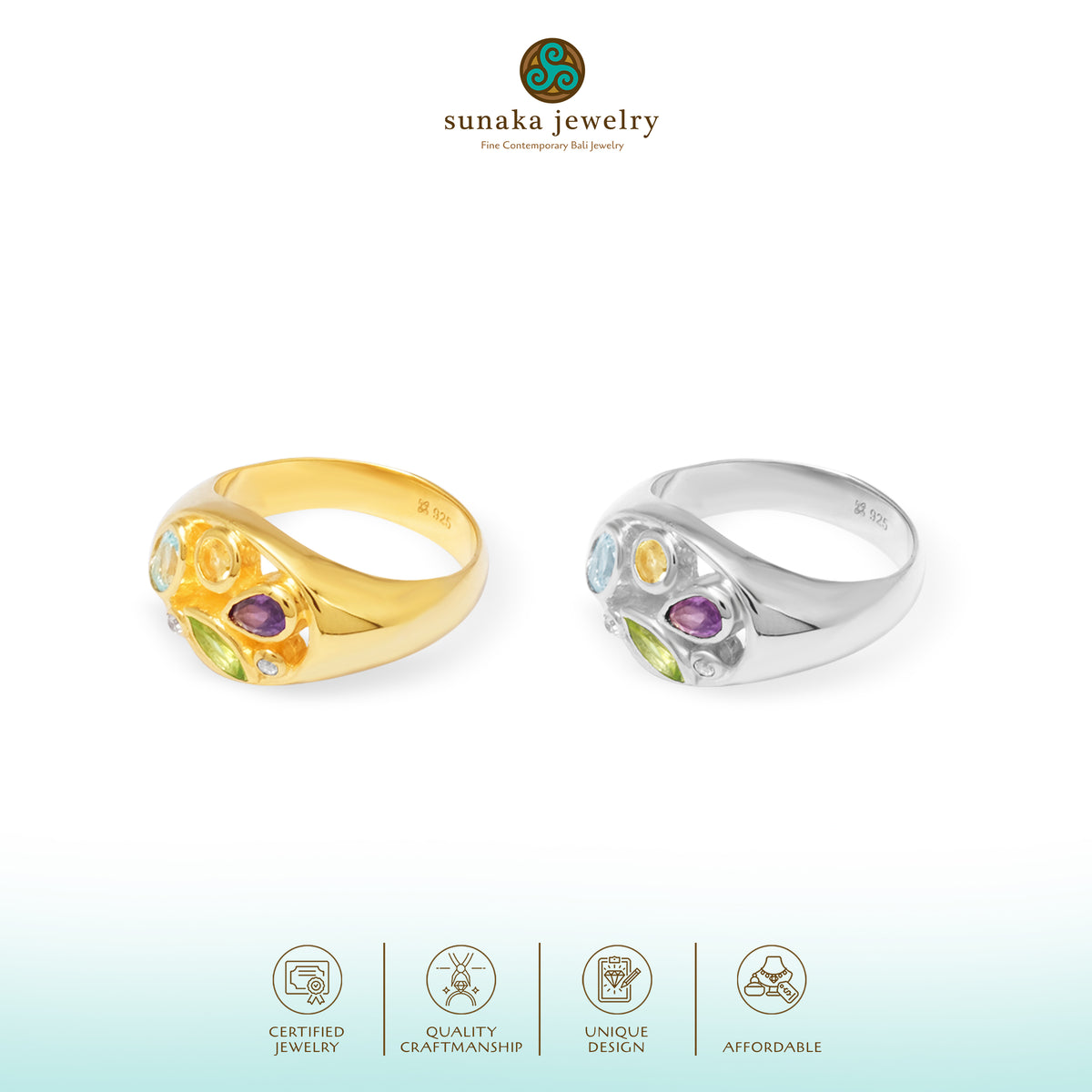 Cincin Signet Perak 925 Koleksi Mozaik