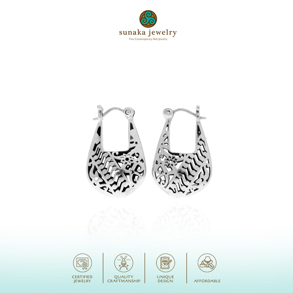925 Silver Hollow Hoop Earrings Bhineka Collection
