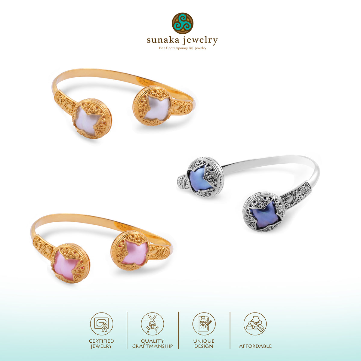 Gelang Cuff Perak 925 Koleksi Padma Acala